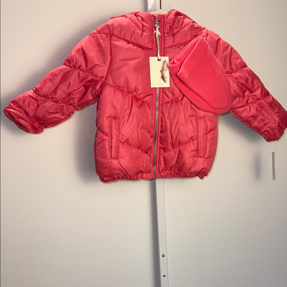 Jessica Simpson Kids Coral Puffer Jacket with Hat